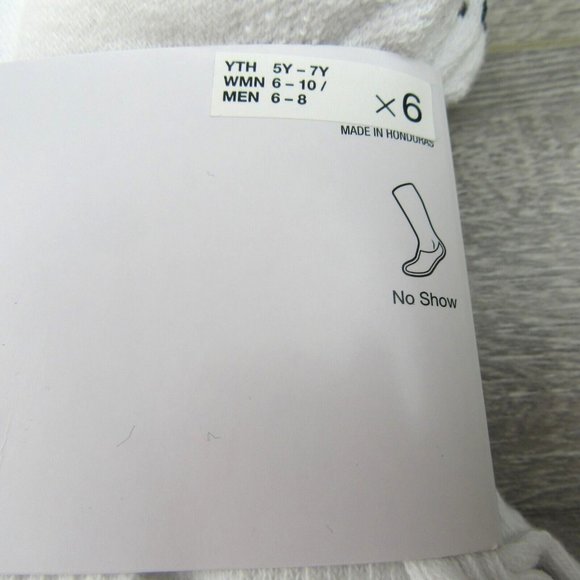Nike Everyday Plus No Show Socks White 6 Pack Womens 6-10 / Youth 5Y-7Y NEW - Picture 4 of 9